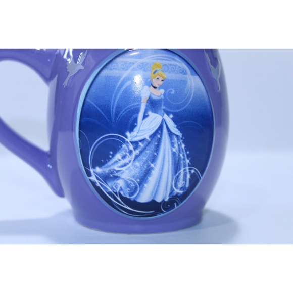 Disney Cinderella Raised Doves 3D Purple Bubble Embossed Coffee  Mug Cup 3.5” - Picture 5 of 12
